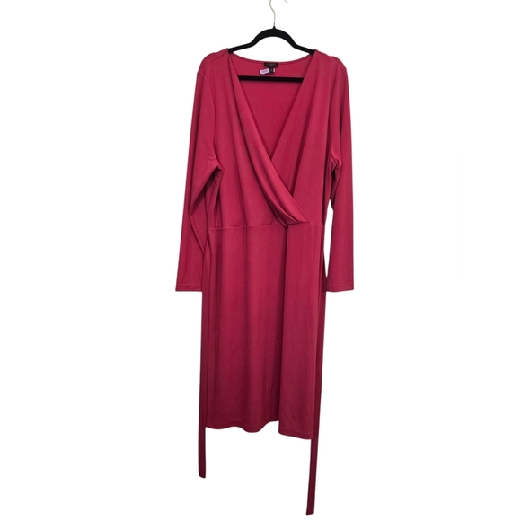 Talbots 2X Stretchy Wrap Midi Belted Dress - Picture 1 of 8